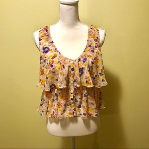 Moda International Floral button tank top. Size 8.